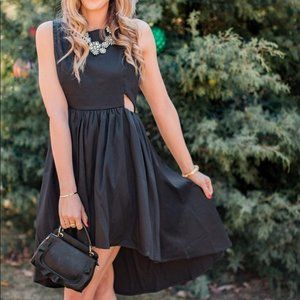 Francesca's High Low Fit & Flare Cut Out Black Dress SZ S Blogger Fave!
